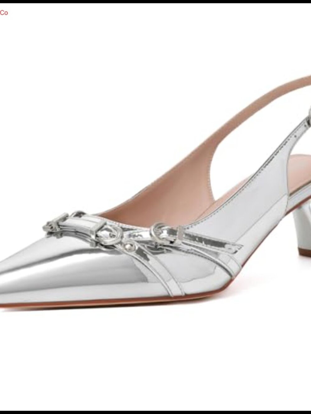 Kitten Heels Pointed Toe Patent Leather Pumps Slingback Buckle Dress Shoes